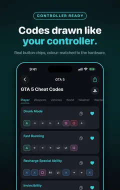 Cheatly 某款游戏的秘籍列表，按类别分组