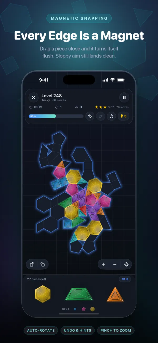 פאזל ב־Magnetic Blocks: ממלאים את הצללית בצורות מגנטיות