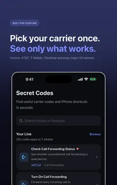 Secret Codes 首页，显示代码分类和 IMEI 快捷入口