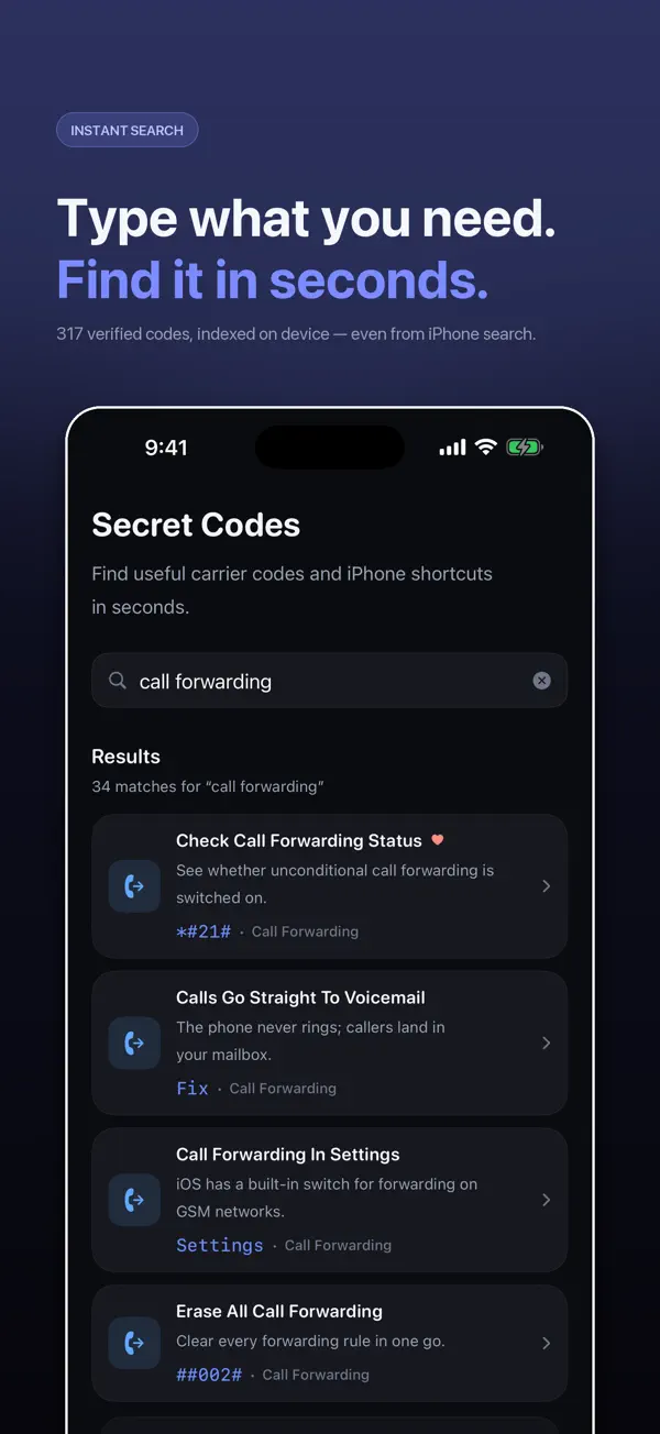 Secret Codes 在 317 个已验证拨号代码中搜索